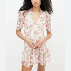 LoveShackFancy Arlo Silk Floral Mini Dress In Pink Size 6